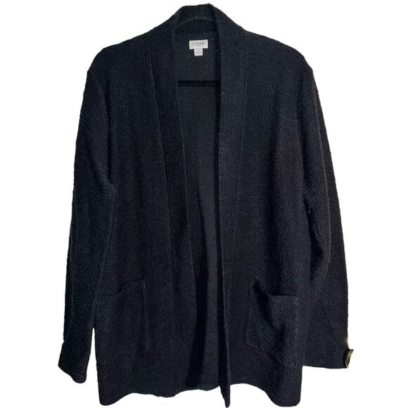 J.Crew Black Textured Open Front Cardigan Sweater Size Large - Picture 1 of 8